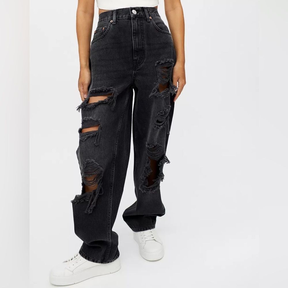 BDG Urban Outfitters “Destroyed” Charcoal Baggy High Waist Jeans (Size: 28)